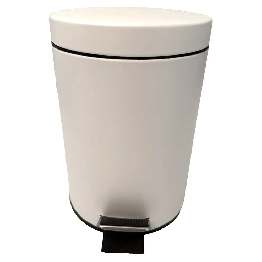 Small Metal White 2 Liter Step Trash Can with Removable Liner 9.5
